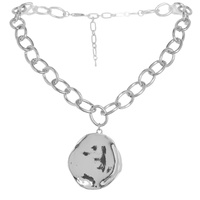 HAMMERED DISC PENDANT CABLE CHAIN NECKLACE