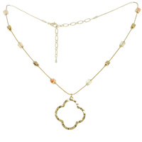 OPEN QUATREFOIL CUBE BEAD STATION NECKLACE