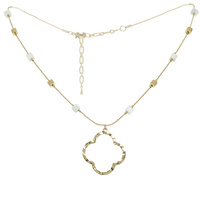 OPEN QUATREFOIL CUBE BEAD STATION NECKLACE