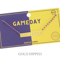 SPORTS GAME DAY BAR NECKLACE IN WHITE AND YELLOW GOLD PLATING