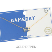 SPORTS GAME DAY FOOTBALL NECKLACE IN WHITE AND YELLOW GOLD PLATING