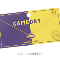 SPORTS GAME DAY FOOTBALL NECKLACE IN WHITE AND YELLOW GOLD PLATING