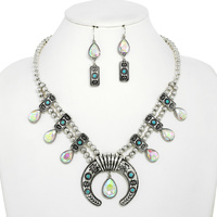 WESTERN SEMI PRECIOUS SQUASH BLOSSOM NECKLACE SET