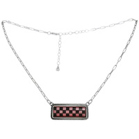 WESTERN CHECKERBOARD BAR PENDANT NECKLACE