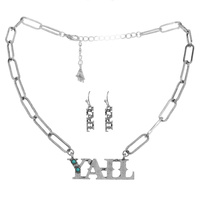 WESTERN TURQUOISE "YALL" CHAIN NECKLACE SET