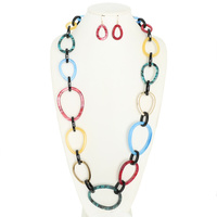 MULTICOLOR ACRYLIC ANCHOR CHAIN NECKLACE SET