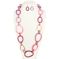 MULTICOLOR ACRYLIC ANCHOR CHAIN NECKLACE SET