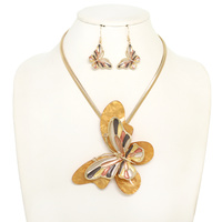 ACETATE RESIN BUTTERFLY STATEMENT NECKLACE SET