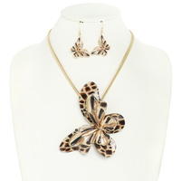 ACETATE RESIN BUTTERFLY STATEMENT NECKLACE SET