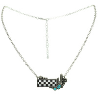 WESTERN CHECKERBOARD CACTUS PENDANT NECKLACE