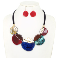 OVAL EPOXY STONE BIB NECKLACE SET