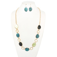 MULTI-TONE EPOXY STONE NECKLACE SET