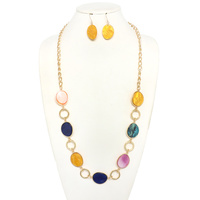 MULTI-TONE EPOXY STONE NECKLACE SET