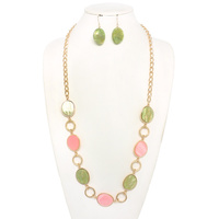 MULTI-TONE EPOXY STONE NECKLACE SET