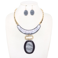 ACRYLIC GEOMETRIC STATEMENT NECKLACE SET