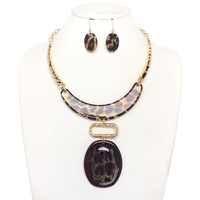 ACRYLIC GEOMETRIC STATEMENT NECKLACE SET