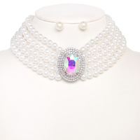 MULTILAYER PEARL CHOKER NECKLACE SET