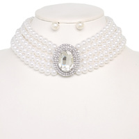 MULTILAYER PEARL CHOKER NECKLACE SET