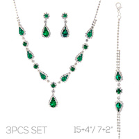 3PC RHINESTONE CRYSTAL TEARDROP JEWELRY SET