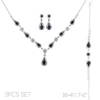 3PC SILVER-TONE TEARDROP JEWELRY SET