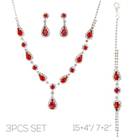 3PC RHINESTONE CRYSTAL TEARDROP JEWELRY SET