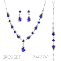 3PC RHINESTONE CRYSTAL TEARDROP JEWELRY SET