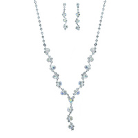 SILVER-TONE Y-SHAPE TENNIS NECKLACE SET