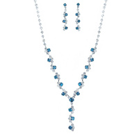 SILVER-TONE Y-SHAPE TENNIS NECKLACE SET