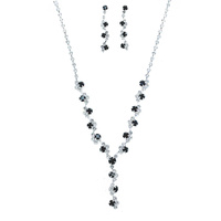 SILVER-TONE Y-SHAPE TENNIS NECKLACE SET