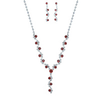 SILVER-TONE Y-SHAPE TENNIS NECKLACE SET