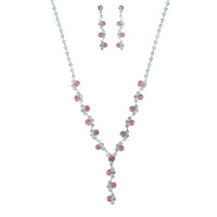 SILVER-TONE Y-SHAPE TENNIS NECKLACE SET