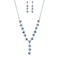 SILVER-TONE Y-SHAPE TENNIS NECKLACE SET