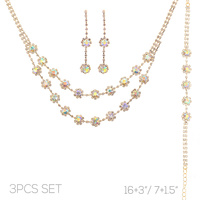 3PC GOLD-TONE MULTI-STRAND NECKLACE JEWELRY SET