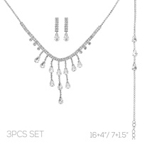 3PC CASCADING CRYSTAL TASSEL NECKLACE SET