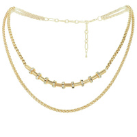 MULTI-STRAND CRYSTAL EMBELLISHED CHAIN NECKLACE