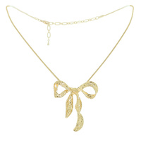 HAMMERED BOW KNOT PENDANT CHAIN NECKLACE