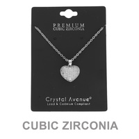 CZ PAVE PUFF HEART PENDANT NECKLACE