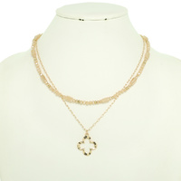 MULTI-STRAND QUATREFOIL PEARL BEAD NECKLACE