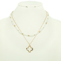 MULTI-STRAND QUATREFOIL PEARL BEAD NECKLACE