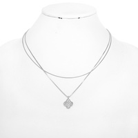 RHINESTONE PAVE QUATREFOIL PENDANT NECKLACE