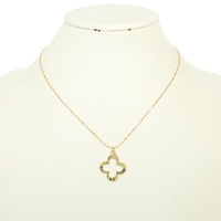 OPEN POLISHED QUATREFOIL PENDANT NECKLACE