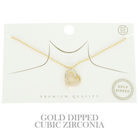 GOLD PLATED CZ HEART PENDANT NECKLACE