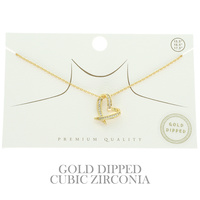 GOLD PLATED CZ HEART PENDANT NECKLACE