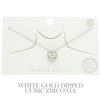 GOLD PLATED CZ CROWN HEART NECKLACE