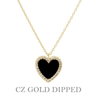 GOLD PLATED CZ HEART PENDANT NECKLACE