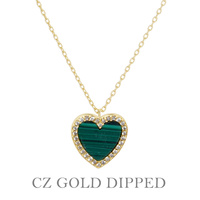 GOLD PLATED CZ HEART PENDANT NECKLACE