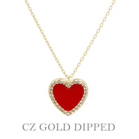 GOLD PLATED CZ HEART PENDANT NECKLACE