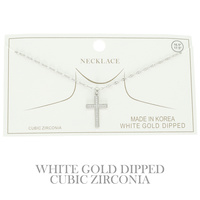 CZ GOLD PLATED CROSS PENDANT NECKLACE