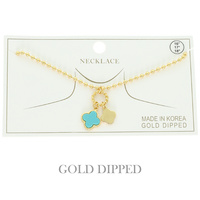 GOLD PLATED QUATREFOIL PENDANT NECKLACE