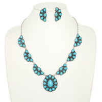 WESTERN JEWELED PENDANT NECKLACE SET